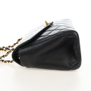 CHANEL Matelasse Chain Shoulder Bag Lamb Skin Black Gold CC Auth 214100SAM-4