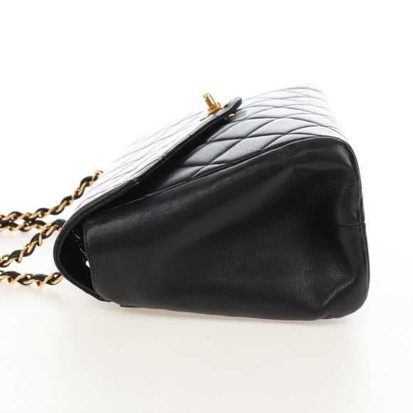 CHANEL Matelasse Chain Shoulder Bag Lamb Skin Black Gold CC Auth 214100SAM