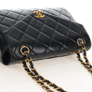 CHANEL Matelasse Chain Shoulder Bag Lamb Skin Black Gold CC Auth 214100SAM-6