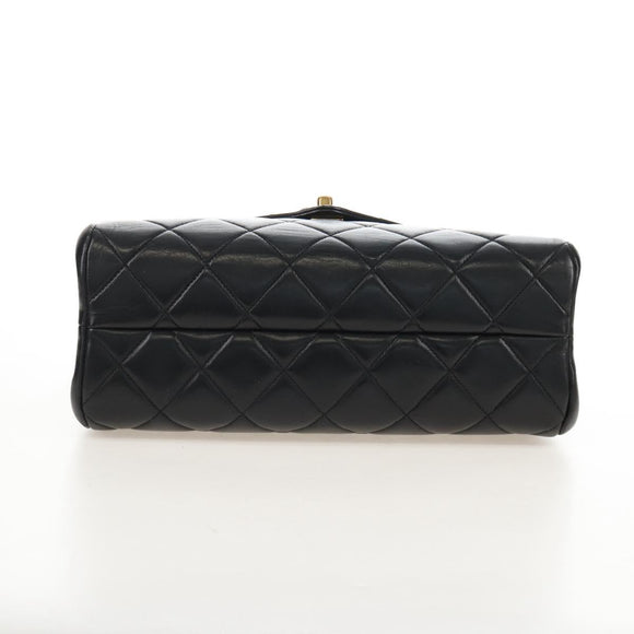 CHANEL Matelasse Chain Shoulder Bag Lamb Skin Black Gold CC Auth 214100SAM