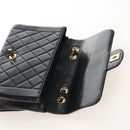 CHANEL Matelasse Chain Shoulder Bag Lamb Skin Black Gold CC Auth 214102SAM-15