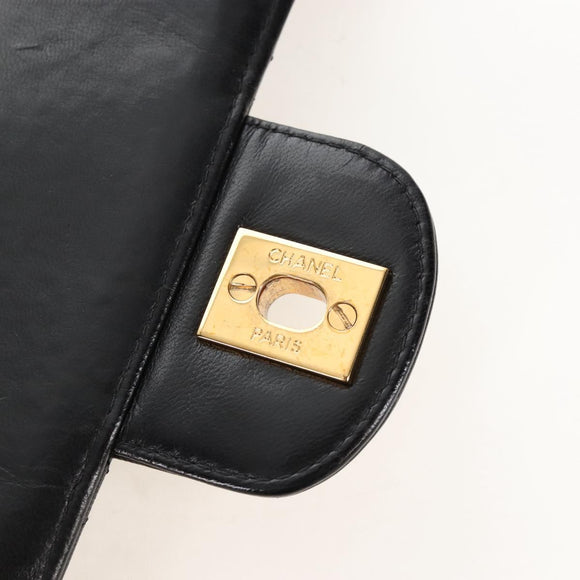 CHANEL Matelasse Chain Shoulder Bag Lamb Skin Black Gold CC Auth 214102SAM
