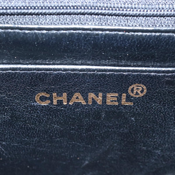 CHANEL Matelasse Chain Shoulder Bag Lamb Skin Black Gold CC Auth 214102SAM
