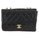 CHANEL Matelasse Chain Shoulder Bag Lamb Skin Black Gold CC Auth 214102SAM-2