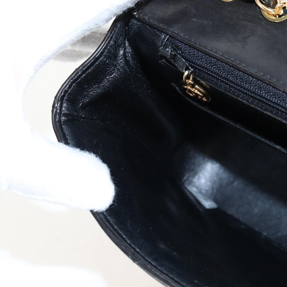 CHANEL Matelasse Chain Shoulder Bag Lamb Skin Black Gold CC Auth 214102SAM