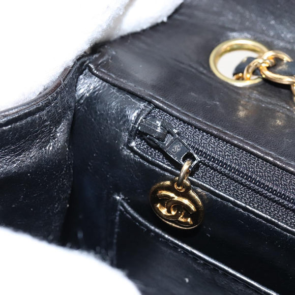 CHANEL Matelasse Chain Shoulder Bag Lamb Skin Black Gold CC Auth 214102SAM