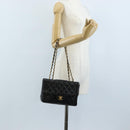 CHANEL Matelasse Chain Shoulder Bag Lamb Skin Black Gold CC Auth 214102SAM-27