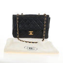 CHANEL Matelasse Chain Shoulder Bag Lamb Skin Black Gold CC Auth 214102SAM-28