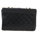 CHANEL Matelasse Chain Shoulder Bag Lamb Skin Black Gold CC Auth 214102SAM-3