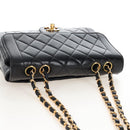 CHANEL Matelasse Chain Shoulder Bag Lamb Skin Black Gold CC Auth 214102SAM-6