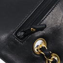 CHANEL Matelasse 25 Double Flap Chain Bag Lamb Skin Black Gold CC Auth 214103SAM-18