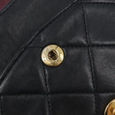 CHANEL Matelasse 25 Double Flap Chain Bag Lamb Skin Black Gold CC Auth 214103SAM-22