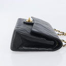 CHANEL Matelasse 25 Double Flap Chain Bag Lamb Skin Black Gold CC Auth 214103SAM-4