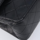 CHANEL Matelasse 25 Double Flap Chain Bag Lamb Skin Black Gold CC Auth 214105SAM-11