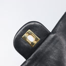 CHANEL Matelasse 25 Double Flap Chain Bag Lamb Skin Black Gold CC Auth 214105SAM-17