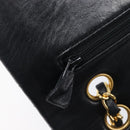 CHANEL Matelasse 25 Double Flap Chain Bag Lamb Skin Black Gold CC Auth 214105SAM-18