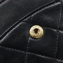 CHANEL Matelasse 25 Double Flap Chain Bag Lamb Skin Black Gold CC Auth 214105SAM-29
