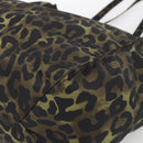 PRADA Leopard Tote Bag Nylon Khaki Silver Auth 214107V-10