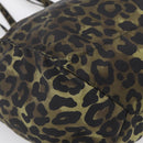 PRADA Leopard Tote Bag Nylon Khaki Silver Auth 214107V-11
