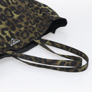 PRADA Leopard Tote Bag Nylon Khaki Silver Auth 214107V-7