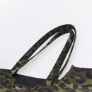 PRADA Leopard Tote Bag Nylon Khaki Silver Auth 214107V-8
