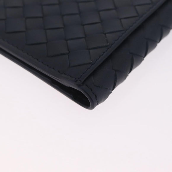 Bottega Veneta INTRECCIATO Card Case Leather Navy Auth 214117M
