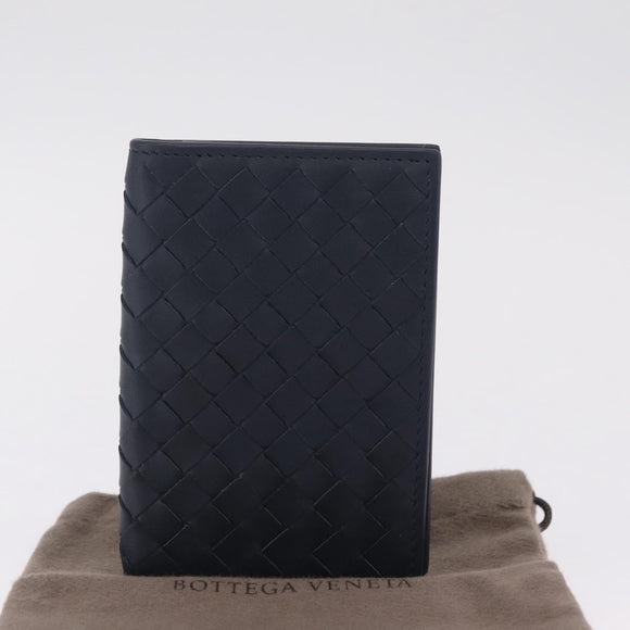 Bottega Veneta INTRECCIATO Card Case Leather Navy Auth 214117M