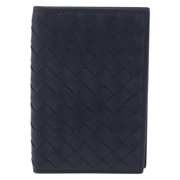 Bottega Veneta INTRECCIATO Card Case Leather Navy Auth 214117M