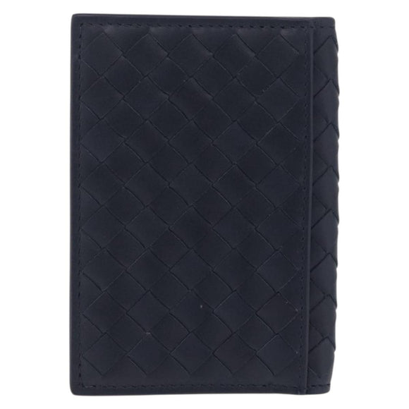 Bottega Veneta INTRECCIATO Card Case Leather Navy Auth 214117M