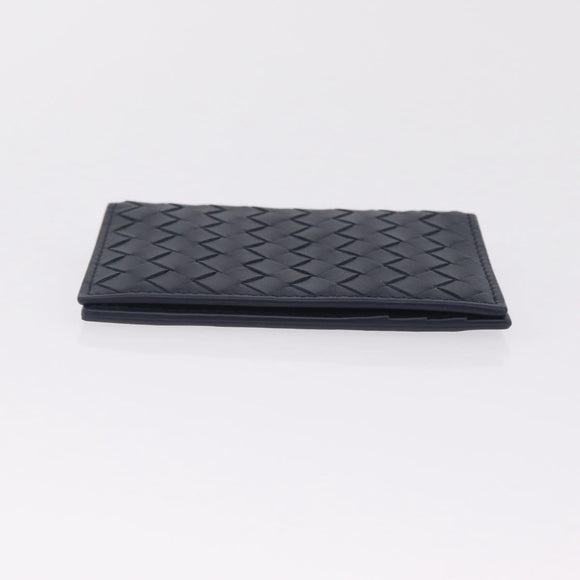 Bottega Veneta INTRECCIATO Card Case Leather Navy Auth 214117M