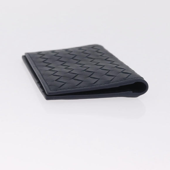 Bottega Veneta INTRECCIATO Card Case Leather Navy Auth 214117M
