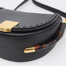 FENDI Moonlight Shoulder Bag Leather Black Gold Auth 214143V-10