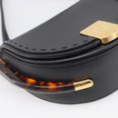 FENDI Moonlight Shoulder Bag Leather Black Gold Auth 214143V-11