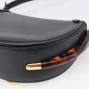 FENDI Moonlight Shoulder Bag Leather Black Gold Auth 214143V-12