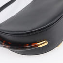 FENDI Moonlight Shoulder Bag Leather Black Gold Auth 214143V-13