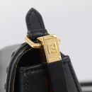 FENDI Moonlight Shoulder Bag Leather Black Gold Auth 214143V-14