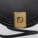 FENDI Moonlight Shoulder Bag Leather Black Gold Auth 214143V-15