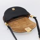 FENDI Moonlight Shoulder Bag Leather Black Gold Auth 214143V-16