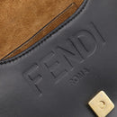 FENDI Moonlight Shoulder Bag Leather Black Gold Auth 214143V-19