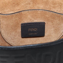 FENDI Moonlight Shoulder Bag Leather Black Gold Auth 214143V-20