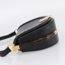 FENDI Moonlight Shoulder Bag Leather Black Gold Auth 214143V-4