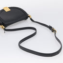 FENDI Moonlight Shoulder Bag Leather Black Gold Auth 214143V-7