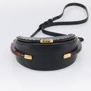 FENDI Moonlight Shoulder Bag Leather Black Gold Auth 214143V-9