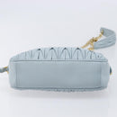 Miu Miu Matelasse Chain Shoulder Bag Leather Light Blue Gold Auth 214150-10