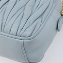 Miu Miu Matelasse Chain Shoulder Bag Leather Light Blue Gold Auth 214150-11