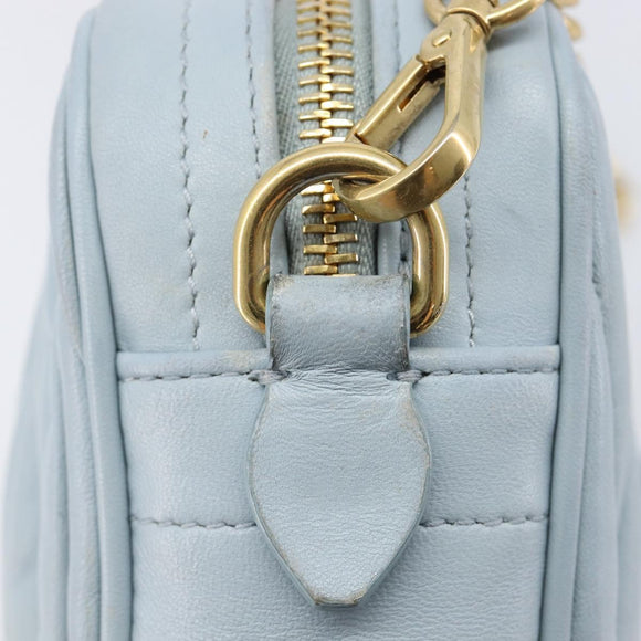 Miu Miu Matelasse Chain Shoulder Bag Leather Light Blue Gold Auth 214150