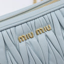 Miu Miu Matelasse Chain Shoulder Bag Leather Light Blue Gold Auth 214150-16