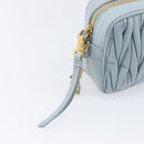 Miu Miu Matelasse Chain Shoulder Bag Leather Light Blue Gold Auth 214150-17