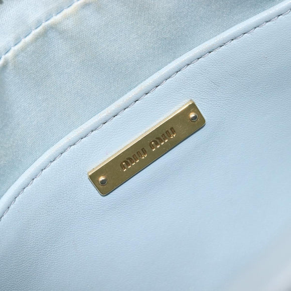 Miu Miu Matelasse Chain Shoulder Bag Leather Light Blue Gold Auth 214150