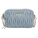 Miu Miu Matelasse Chain Shoulder Bag Leather Light Blue Gold Auth 214150-2
